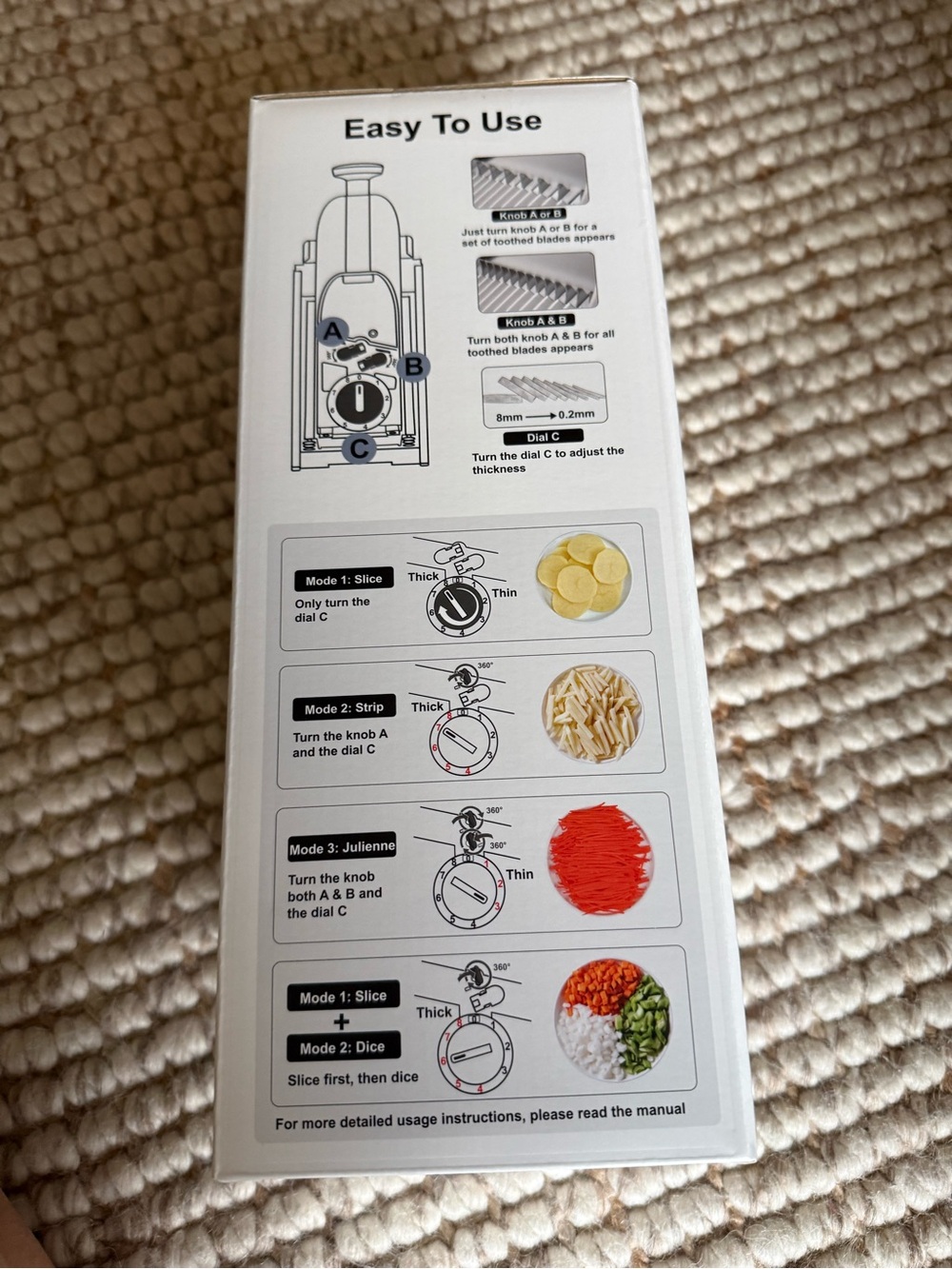 White Mandoline Slicer - Home Kitchen Tool - Picture 6 of 7